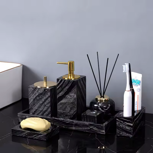 Ancient Wood Grain Natural Marble Bathroom Set