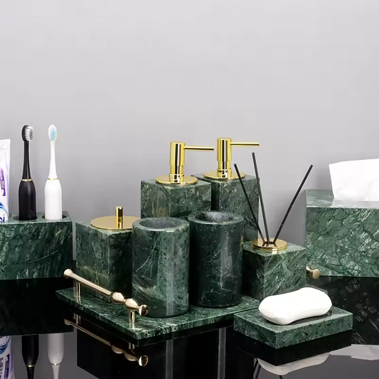 Indian Green Natural Marble Bathroom Accessories Set