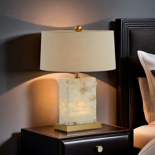 Spanish Retro Alabaster Table Lamp Natural Marble