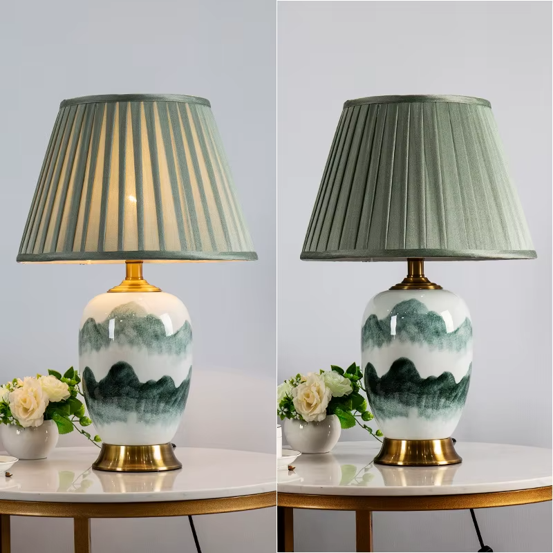 Hand Painted Round Ceramic Table Lamp