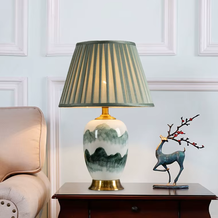 Hand Painted Round Ceramic Table Lamp