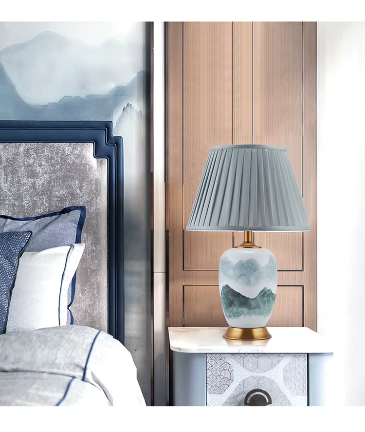 Hand Painted Round Ceramic Table Lamp