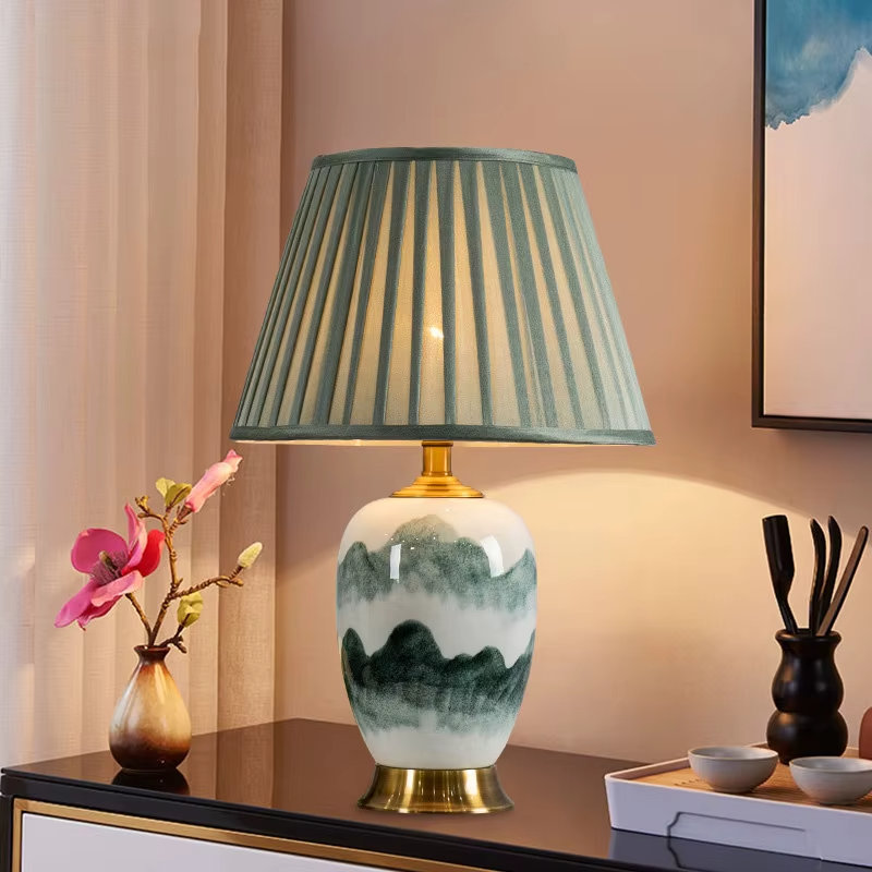 Hand Painted Round Ceramic Table Lamp