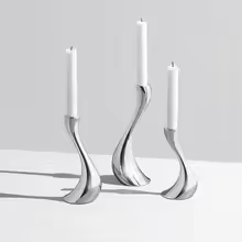 Abstract Silver Candle Holder Set