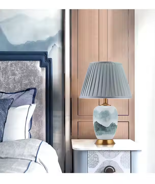 Hand Painted Round Ceramic Table Lamp