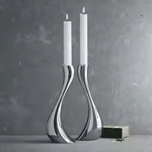 Abstract Silver Candle Holder Set