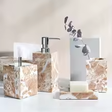 Coral Pink Natural Marble Bathroom Set