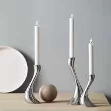 Abstract Silver Candle Holder Set