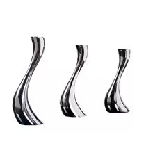 Abstract Silver Candle Holder Set