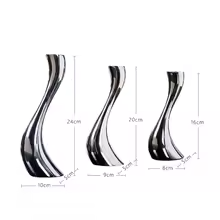 Abstract Silver Candle Holder Set